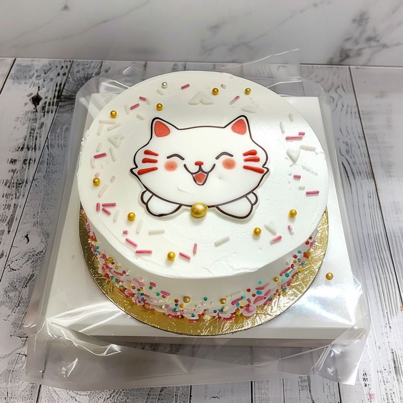 原创可爱小猫主题手绘鲜奶蛋糕