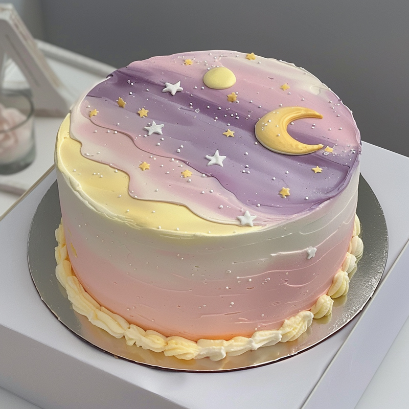 原创月亮星星主题鲜奶蛋糕
