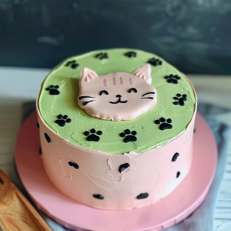 原创小猫咪主题翻糖鲜奶蛋糕（二）