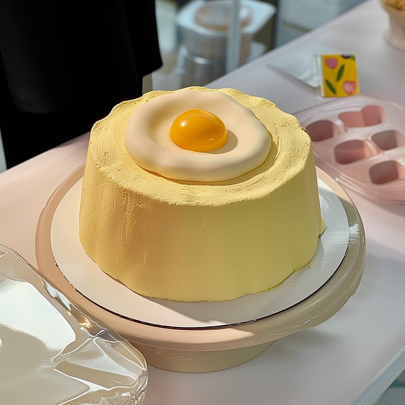 原创煎蛋主题翻糖鲜奶蛋糕