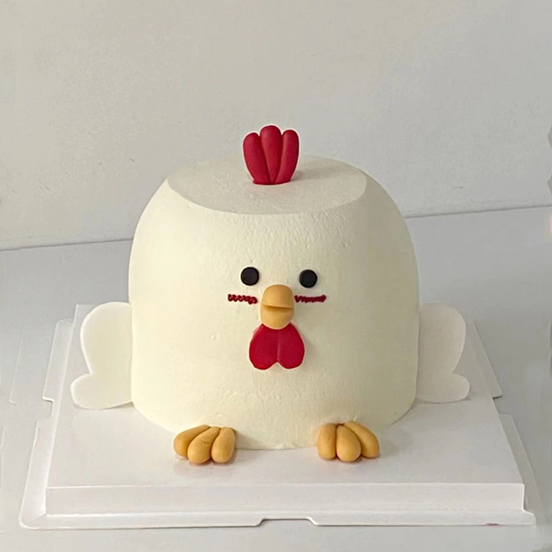 十二生肖鸡主题翻糖鲜奶蛋糕