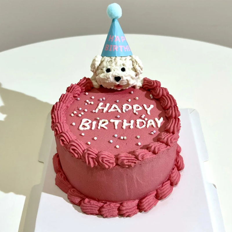 比熊主题鲜奶生日蛋糕