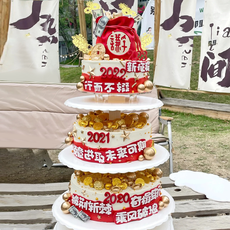 “福袋”主题三层翻糖企业蛋糕