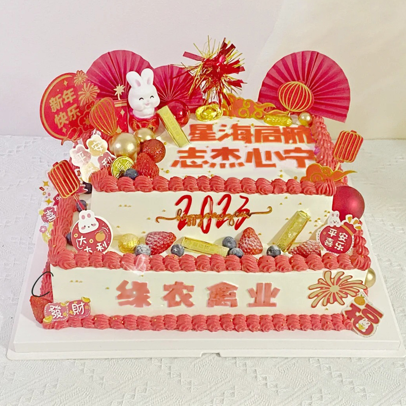 双层方形鲜奶企业蛋糕