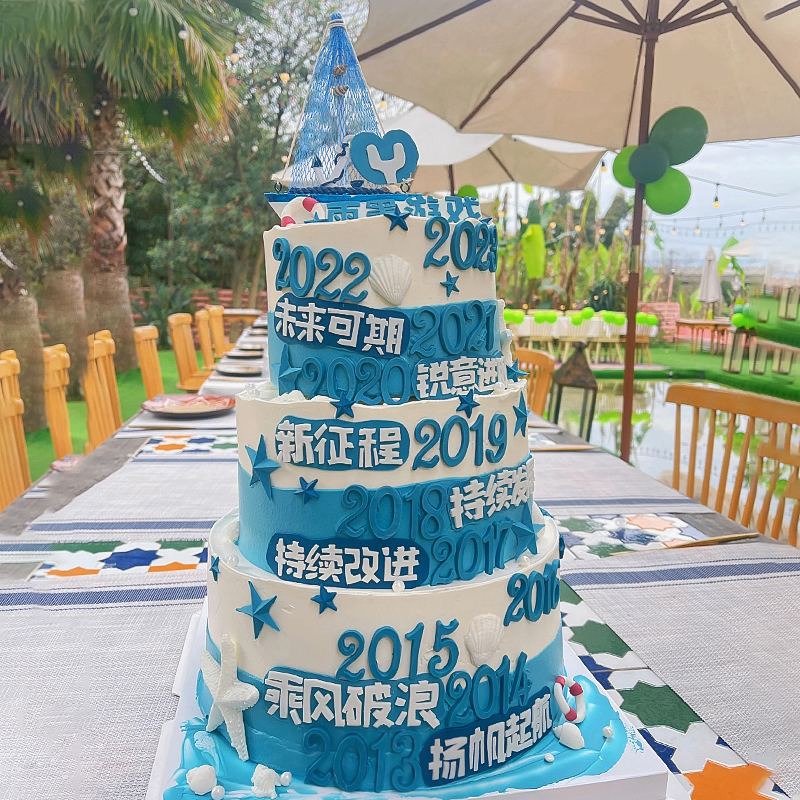 企业周年庆乘风破浪主题鲜奶蛋糕