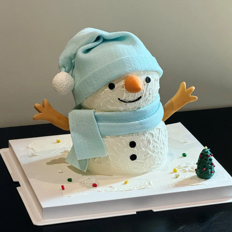 许愿小雪人圣诞主题翻糖蛋糕