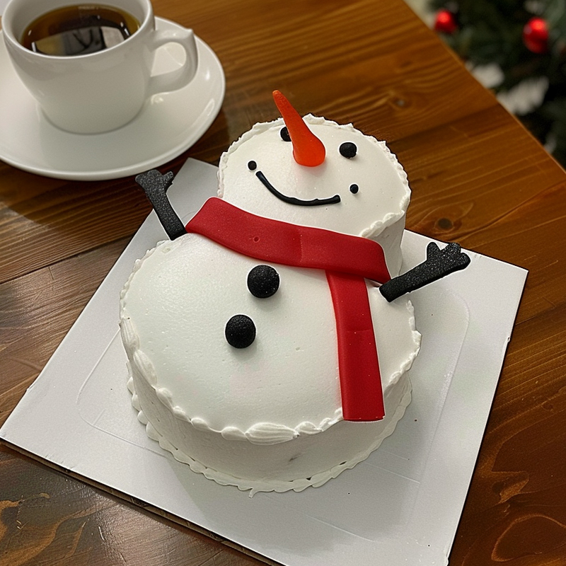 原创圣诞小雪人主题鲜奶蛋糕