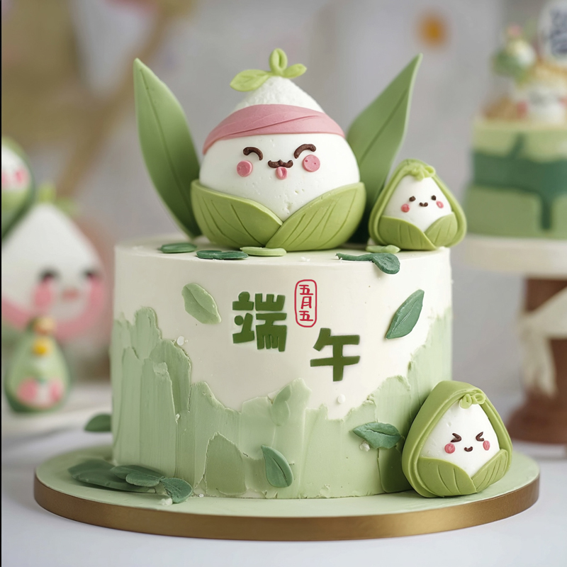 原创端午节主题翻糖鲜奶蛋糕（五）