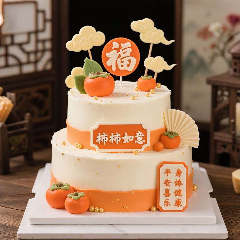 原创祝寿主题双层翻糖蛋糕（四）
