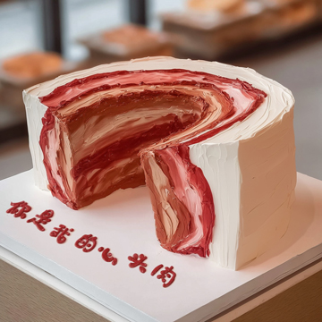 原创“心头肉”主题创意鲜奶蛋糕